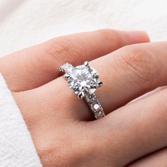 Certified 4.3 ct. t.w. Moissanite Diamond 4 Prone Solitaire Engagement R… - Picture 4 of 15